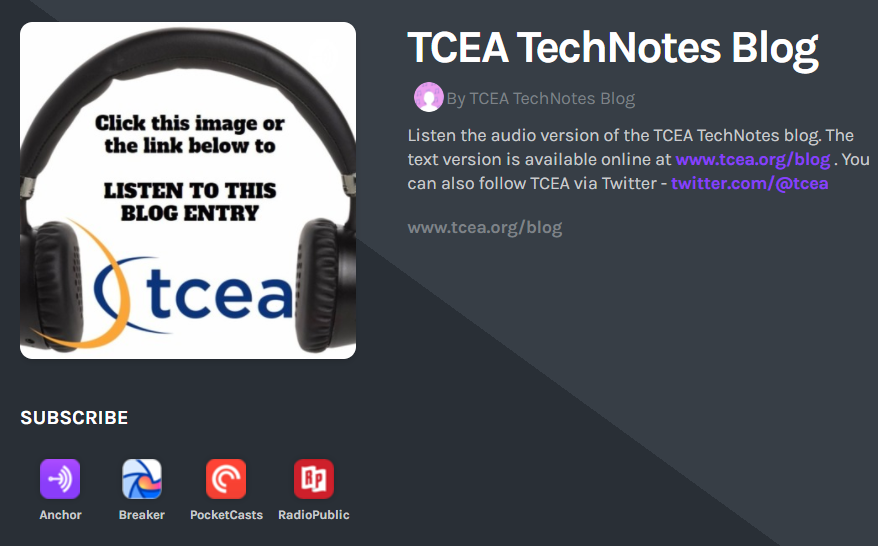听TCEA Technotes Pocast。